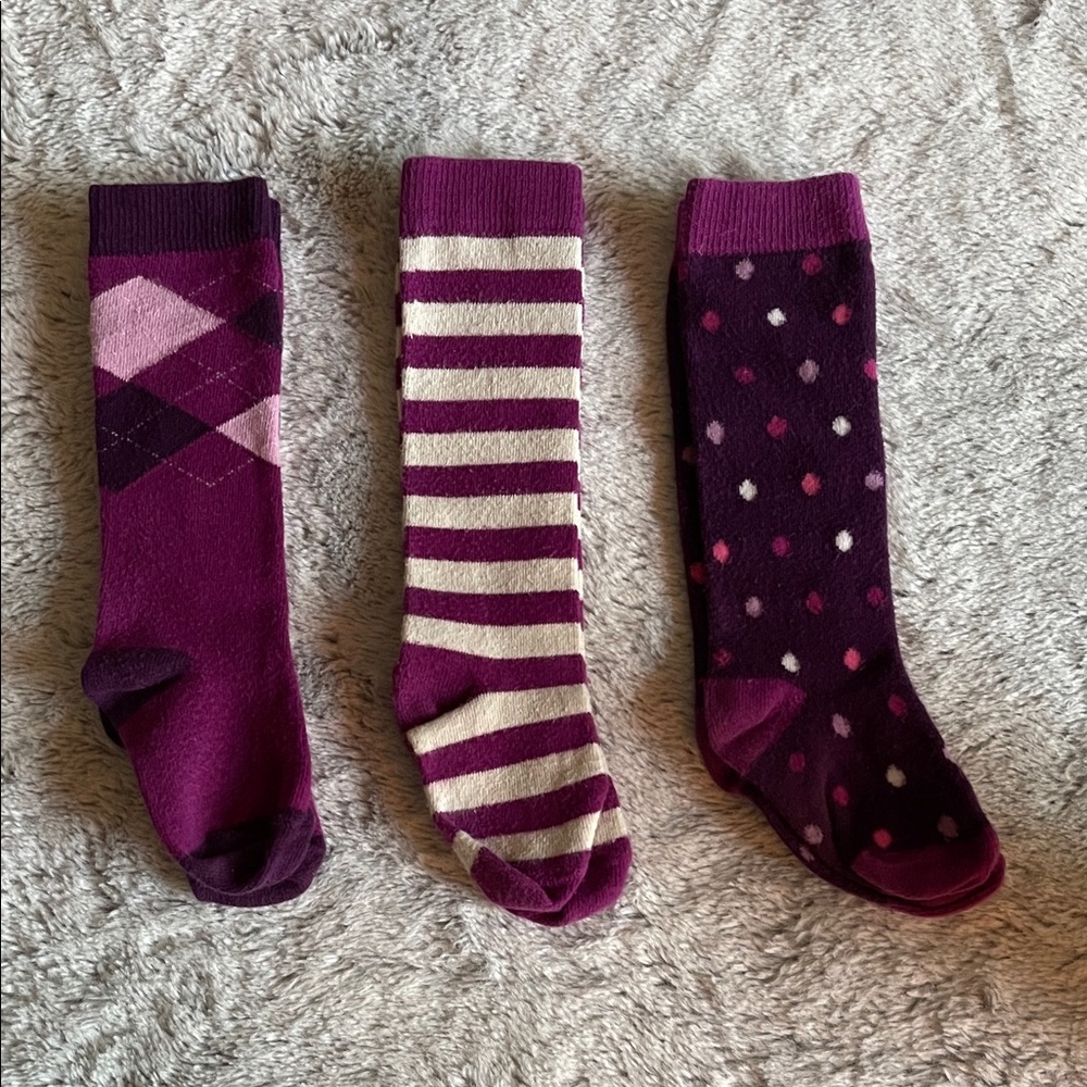 Purple Patterned Socks Bundle SZ 2-3